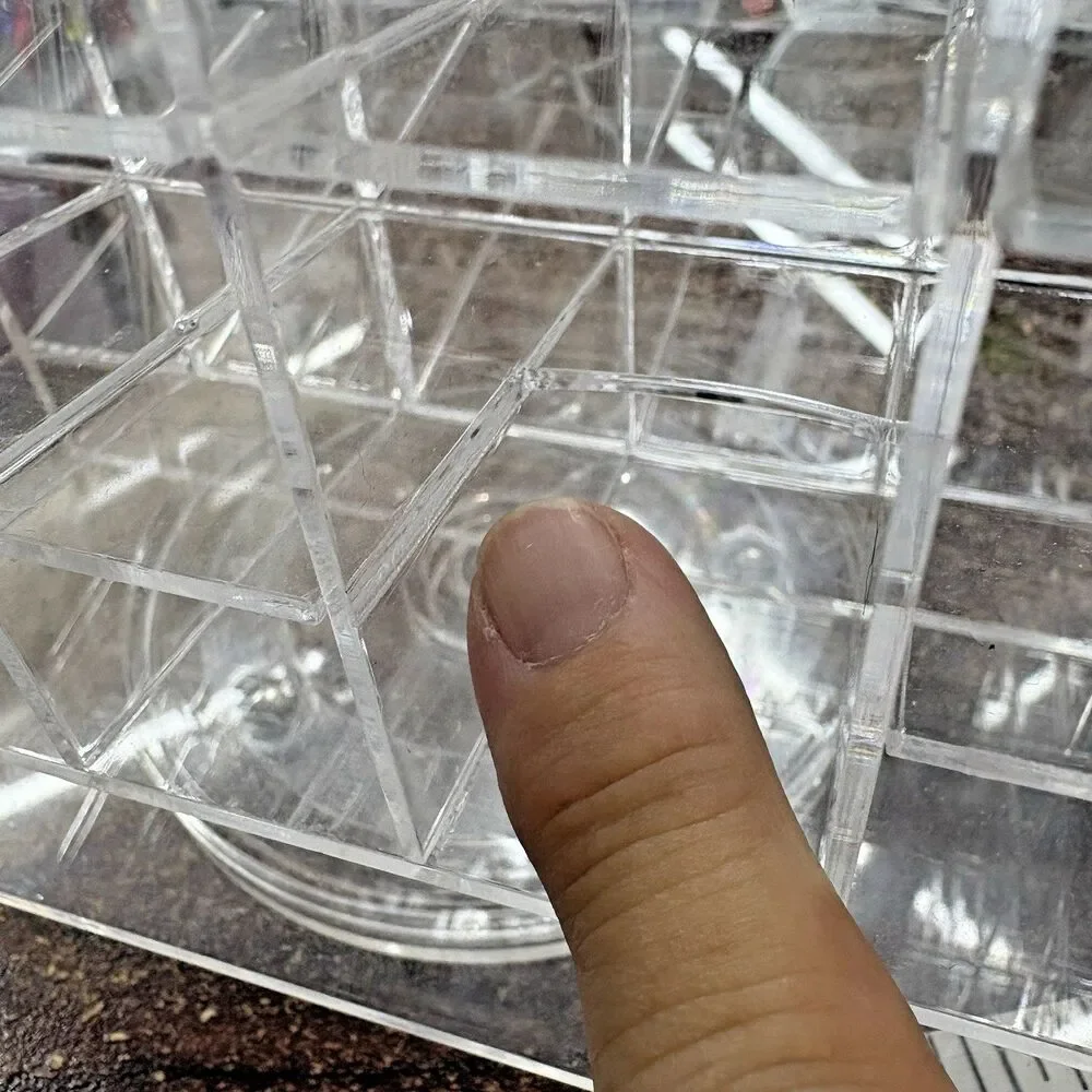 Clear Acrylic Lipstick Organizer Rotating Spinner 60 Slots + Bottom Opening